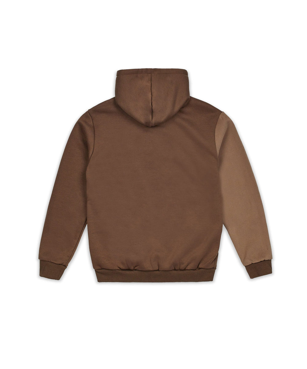 Doberman Embroidered Applique Long Sleeve Hoodie - Brown